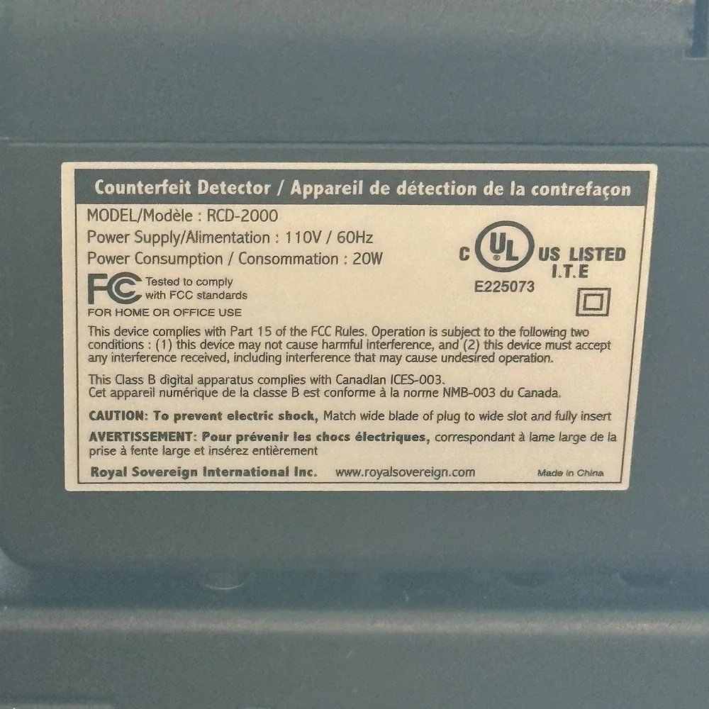 Royal Sovereign Three-Way Countertop‎ Counterfeit Detector RCD-2000